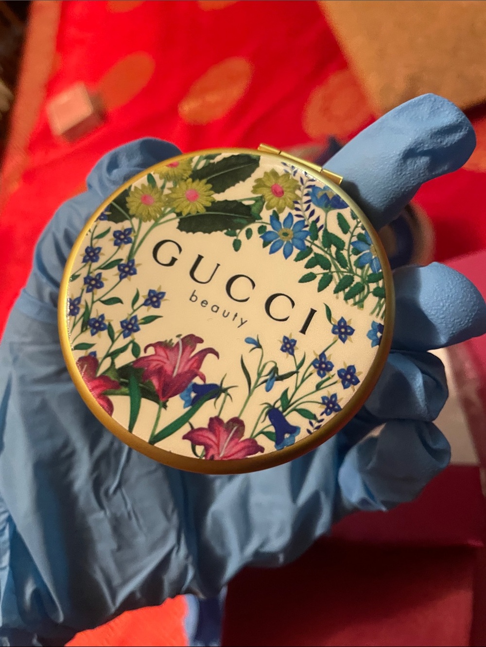 Gucci Floral Compact Mirror in White, Pink, Blue and Green - Picture 7 of 17